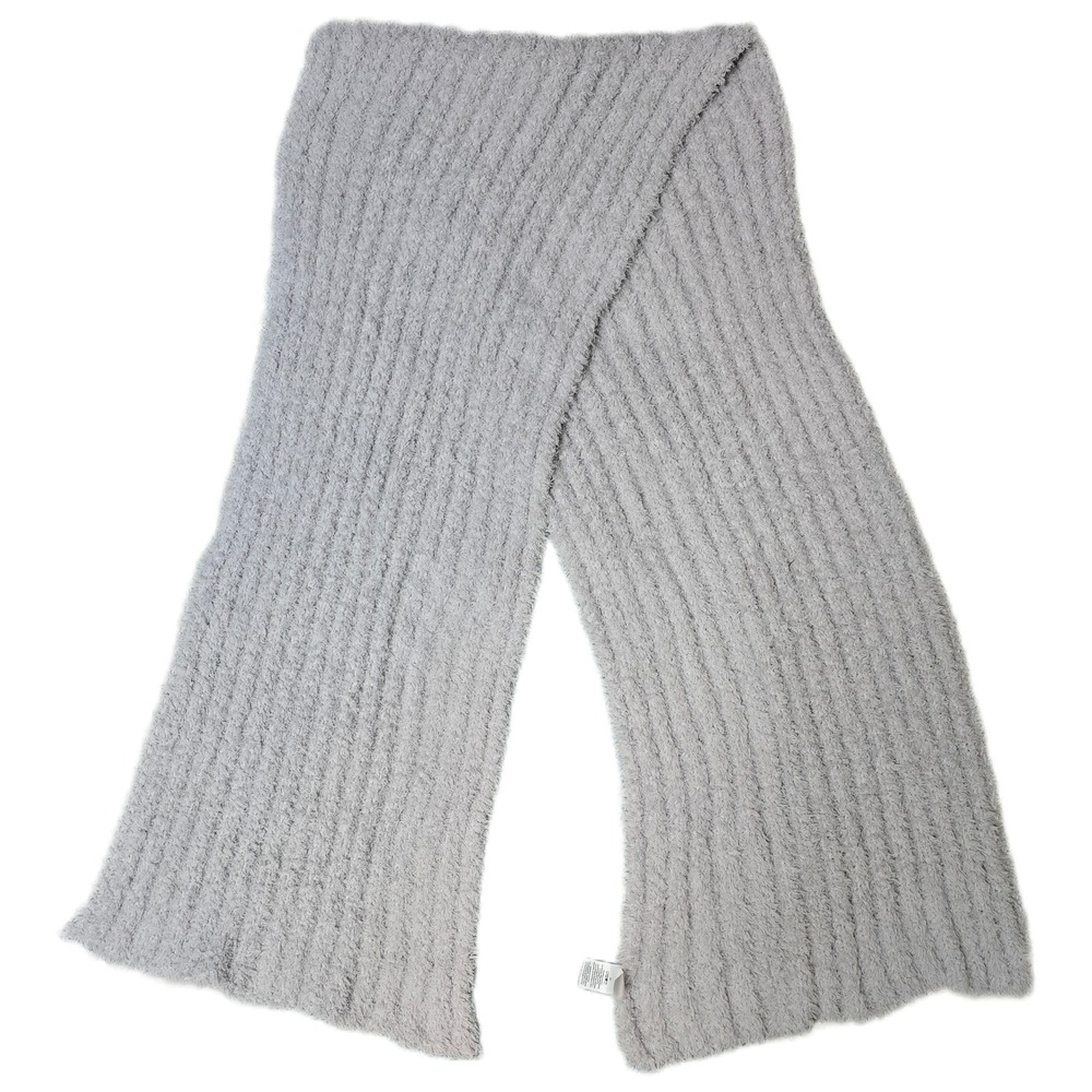 Cozy Fuzzy Knit‎ Scarf Light Grey Soft Plush Warm Winter Accessory (AC)